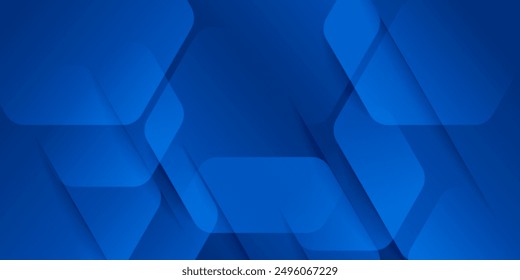 Fondo azul abstracto moderno con líneas geométricas brillantes. Diseño de forma hexagonal degradado azul. Concepto de tecnología futurista.