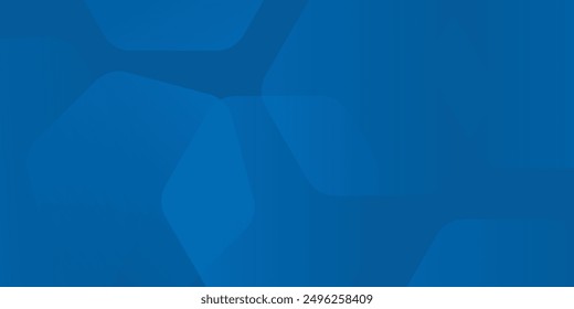 Modern abstract blue background with glowing geometric lines. Blue gradient hexagon shape design. Futuristic technology concept.