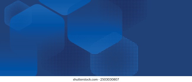 Fondo azul abstracto moderno con líneas geométricas brillantes. Diseño de forma hexagonal degradado azul