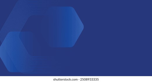 Fondo azul abstracto moderno con líneas geométricas brillantes. Diseño de forma hexagonal degradado azul. Concepto de tecnología futurista.