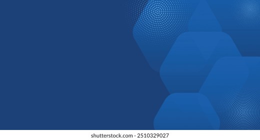 Moderner abstrakter blauer Hintergrund mit leuchtenden geometrischen Linien. Blaue Farbverlauf Sechseck Form Design. Vektor