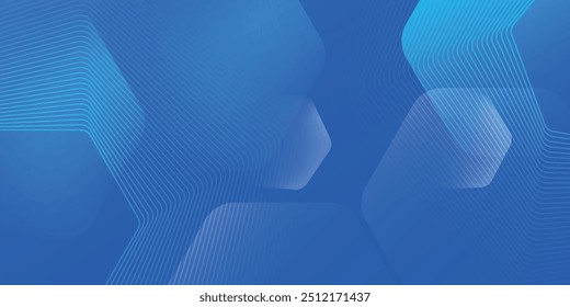 Fondo azul abstracto moderno con líneas geométricas brillantes. Diseño de forma hexagonal degradado azul. Concepto de tecnología futurista.