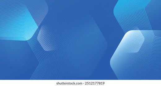 Fondo azul abstracto moderno con líneas geométricas brillantes. Diseño de forma hexagonal degradado azul. Concepto de tecnología futurista.