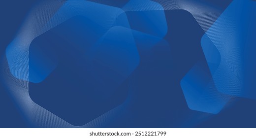 Fondo azul abstracto moderno con líneas geométricas brillantes. Diseño de forma hexagonal degradado azul.