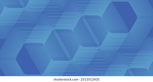 Fondo azul abstracto moderno con líneas geométricas brillantes. Diseño de forma hexagonal degradado azul. Concepto de tecnología futurista.	