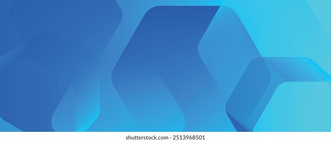 Fondo azul abstracto moderno con líneas geométricas brillantes. Diseño de forma hexagonal degradado azul. Concepto de tecnología futurista.