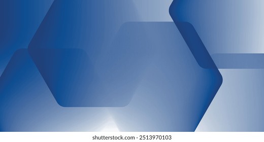 Modern abstract blue background with glowing geometric lines. Blue gradient hexagon shape design. Futuristic technology concep