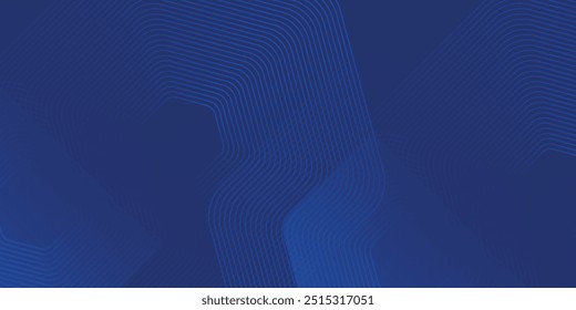 Fondo azul abstracto moderno con líneas geométricas brillantes. Diseño de forma hexagonal degradado azul. Concepto de tecnología futurista. Traje para el Anuncio, folleto, ciencia, Sitio web, corporativo, cartel, 