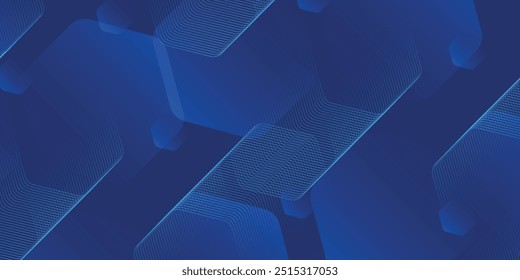 Fondo azul abstracto moderno con líneas geométricas brillantes. Diseño de forma hexagonal degradado azul. Concepto de tecnología futurista. Traje para el Anuncio, folleto, ciencia, Sitio web, corporativo, cartel, 