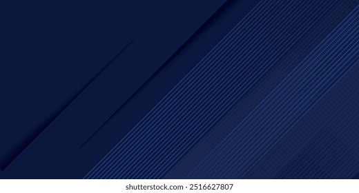 Fundo azul abstrato moderno com linhas geométricas brilhantes. Design de forma de hexágono de gradiente azul. Conceito de tecnologia futurista.