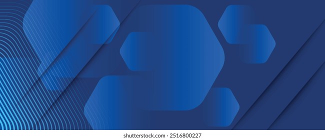 Fondo azul abstracto moderno con líneas geométricas brillantes. Diseño de forma hexagonal degradado azul. Concepto de tecnología futurista.	