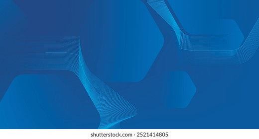 Fondo azul abstracto moderno con líneas geométricas brillantes. Diseño de forma hexagonal degradado azul. Concepto de tecnología futurista. Traje para el Anuncio, folleto, ciencia, Sitio web, corporativo, cartel, cubierta