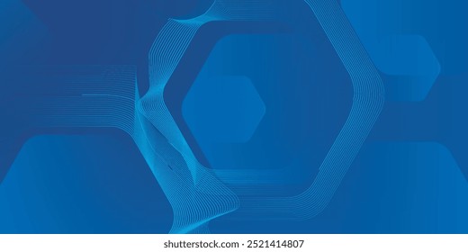 Fondo azul abstracto moderno con líneas geométricas brillantes. Diseño de forma hexagonal degradado azul. Concepto de tecnología futurista. Traje para el Anuncio, folleto, ciencia, Sitio web, corporativo, cartel, cubierta