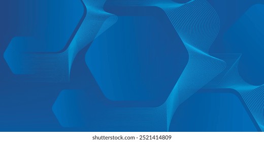 Fondo azul abstracto moderno con líneas geométricas brillantes. Diseño de forma hexagonal degradado azul. Concepto de tecnología futurista. Traje para el Anuncio, folleto, ciencia, Sitio web, corporativo, cartel, cubierta