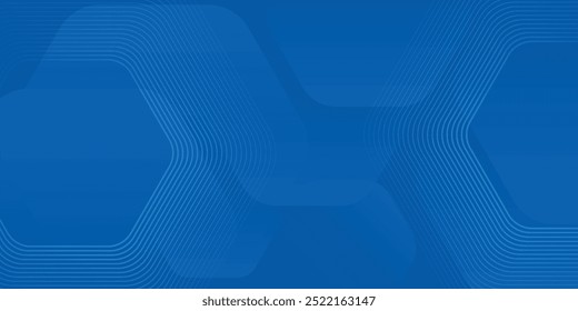 Fondo azul abstracto moderno con líneas geométricas brillantes. Diseño de forma hexagonal degradado azul. Concepto de tecnología futurista.