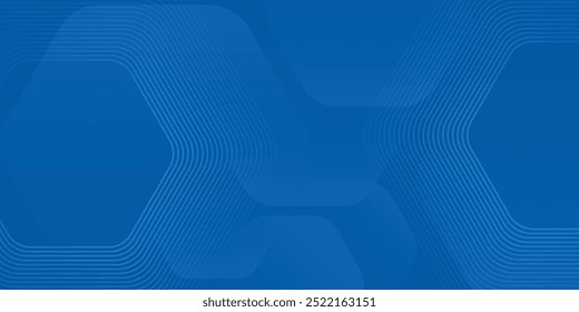 Moderner abstrakter blauer Hintergrund mit leuchtenden geometrischen Linien. Blaue Farbverlauf Sechseck Form Design. Futuristisches Technologiekonzept.