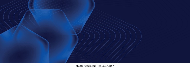 Fondo azul abstracto moderno con líneas geométricas brillantes. Diseño de forma hexagonal degradado azul. Concepto de tecnología futurista.	