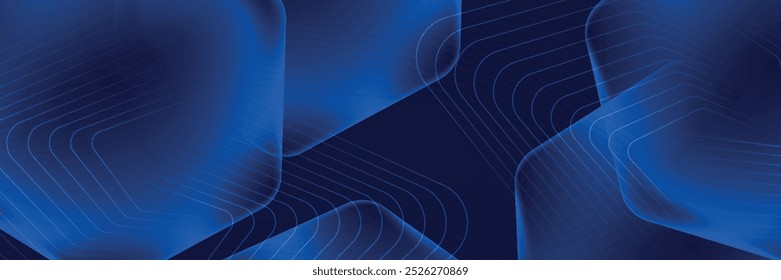 Fondo azul abstracto moderno con líneas geométricas brillantes. Diseño de forma hexagonal degradado azul. Concepto de tecnología futurista.	