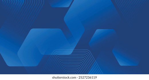 Fondo azul abstracto moderno con líneas geométricas brillantes. Diseño de forma hexagonal degradado azul. Concepto de tecnología futurista.