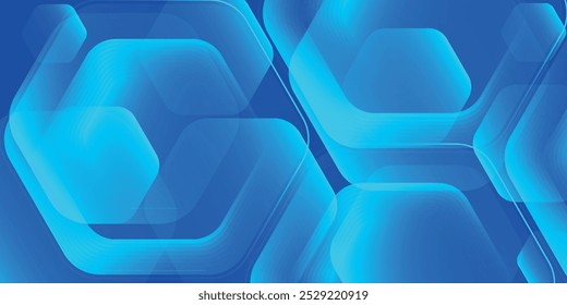 Fondo azul abstracto moderno con líneas geométricas brillantes. Diseño de forma hexagonal degradado azul. Concepto de tecnología futurista.	
