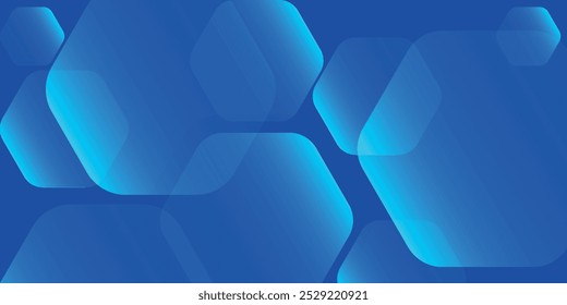 Moderner abstrakter blauer Hintergrund mit leuchtenden geometrischen Linien. Blaue Farbverlauf Sechseck Form Design. Futuristisches Technologiekonzept.	
