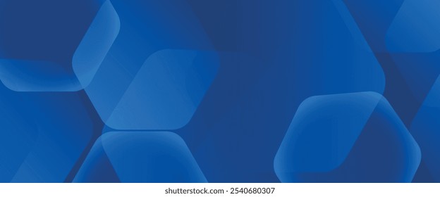 Fondo azul abstracto moderno con líneas geométricas brillantes. Diseño de forma hexagonal degradado azul. Futurista