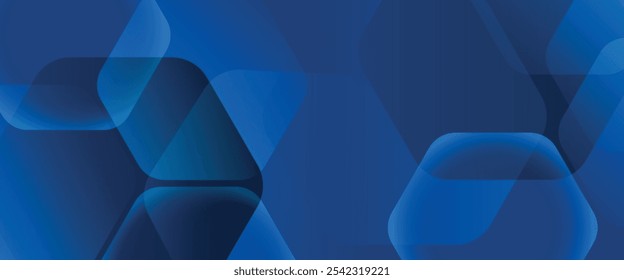 Fondo azul abstracto moderno con líneas geométricas brillantes. Diseño de forma hexagonal degradado azul. 