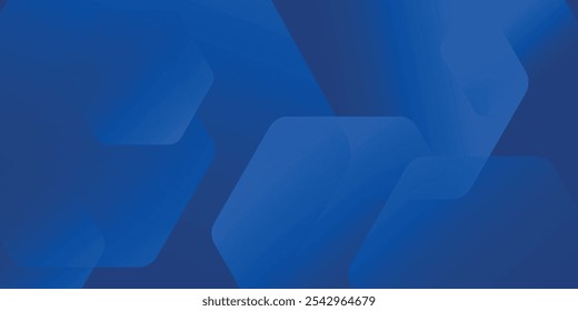 Modern abstract blue background with glowing geometric lines. Blue gradient hexagon shape design. Futuristic technology concept.