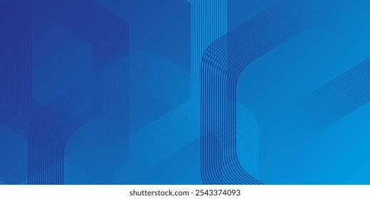 Fondo azul abstracto moderno con líneas geométricas brillantes. Diseño de forma hexagonal degradado azul. Concepto de tecnología futurista.