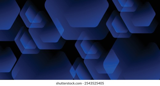 Fondo azul abstracto moderno con líneas geométricas brillantes. Diseño de forma hexagonal degradado azul. Concepto de tecnología futurista.