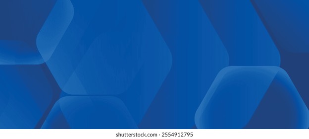 Modern abstract blue background with glowing geometric lines. Blue gradient hexagon shape design. Futuristic