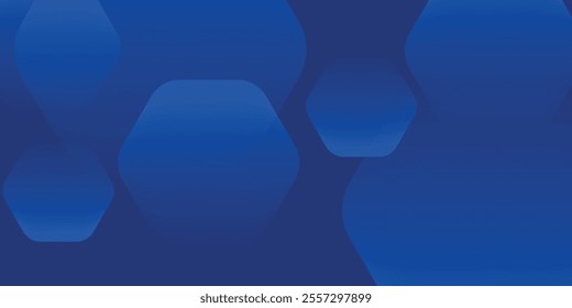 Modern abstract blue background with glowing geometric lines. Blue gradient hexagon shape design. Futuristic technology concept.