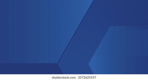 Modern abstract blue background with glowing geometric lines. Blue gradient hexagon shape design. Futuristic technology