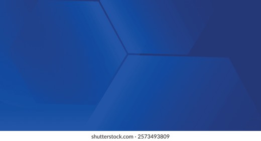 Modern abstract blue background with glowing geometric lines. Blue gradient hexagon shape design. Futuristic 