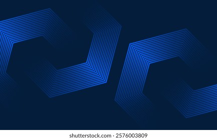 Modern abstract blue background with glowing geometric lines. Design a blue gradient hexagon shape. Futuristic technology concept. Suitable for companies, posters, covers, banners, websites and flyers
