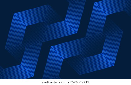 Modern abstract blue background with glowing geometric lines. Design a blue gradient hexagon shape. Futuristic technology concept. Suitable for companies, posters, covers, banners, websites and flyers