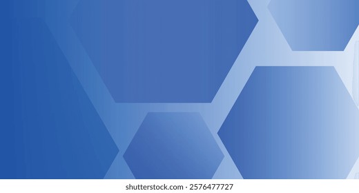 Modern abstract blue background with glowing geometric lines. Blue gradient hexagon shape design concept art