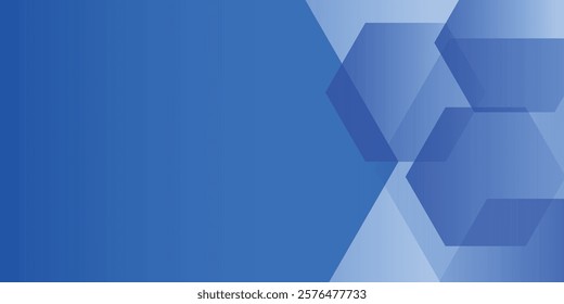 Modern abstract blue background with glowing geometric lines. Blue gradient hexagon shape design concept art