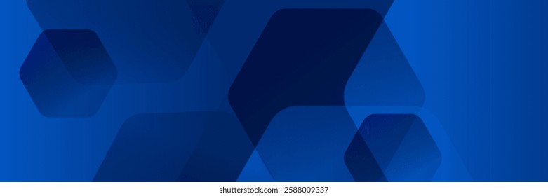 Modern abstract blue background with glowing geometric lines. Blue gradient hexagon shape design. Futuristic technology concept.	
