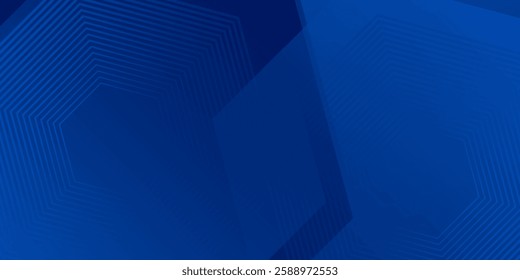 Modern abstract blue background with glowing geometric lines. Blue gradient hexagon shape design. Futuristic  modern