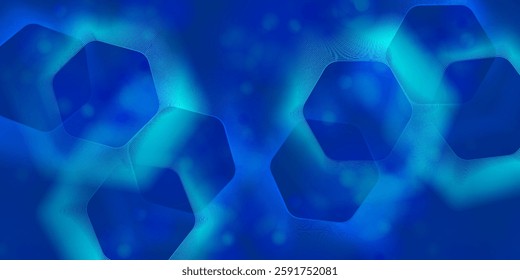 Modern abstract blue background with glowing geometric lines. Blue gradient hexagon shape design. Futuristic technology concept
