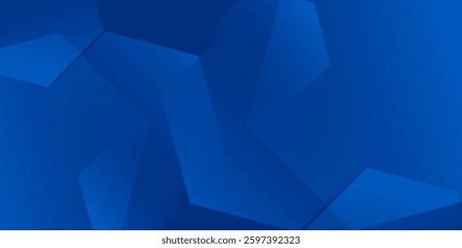 Modern abstract blue background with glowing geometric lines. Blue gradient hexagon shape design. Futuristic modern