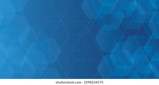 Modern abstract blue background with glowing geometric lines. Blue gradient hexagon shape design. Vector illustration, eps10.