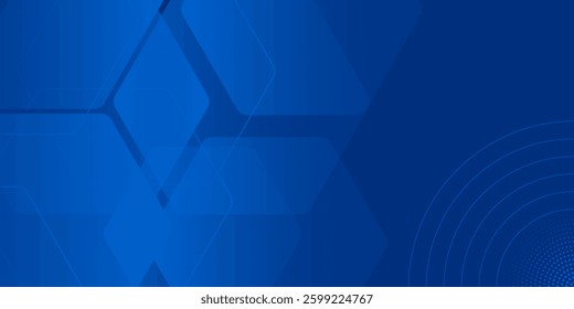 Modern abstract blue background with glowing geometric lines. Blue gradient hexagon shape design.