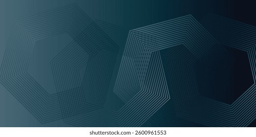 Modern abstract blue background with glowing geometric lines. Blue gradient hexagon shape design. Futuristic technology concept. Suit for banner, brochure, science, website, corporate, poster, cover