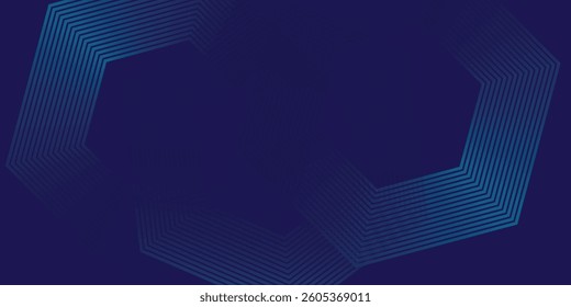 Modern abstract blue background with glowing geometric lines. Blue gradient hexagon shape design. Futuristic technology concept. Suit for banner, brochure, science, website, corporate, poster, cover