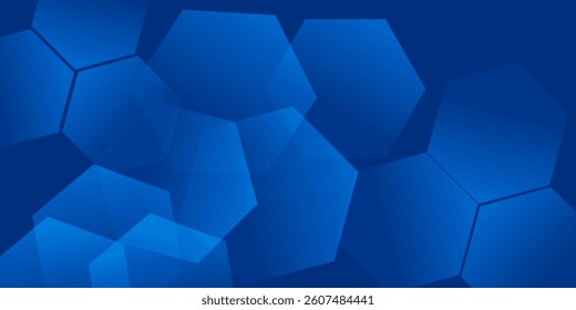 Modern abstract blue background with glowing geometric lines. Blue gradient hexagon shape design. Futuristic modern
