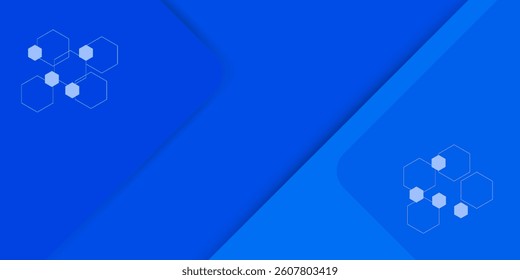 Modern abstract blue background with glowing geometric lines. Blue gradient hexagon shape design. Suit for brochure, science, website, banner, flyer, presentation, cover. eps10