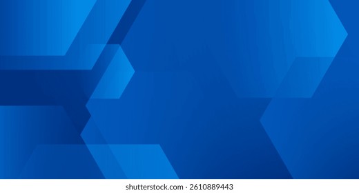 Modern abstract blue background with glowing geometric lines. Blue gradient hexagon shape design. Futuristic modern