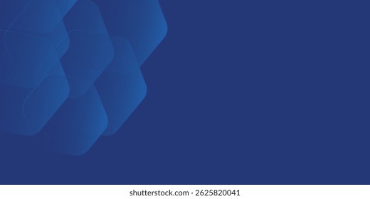 Modern abstract blue background with glowing geometric lines. Blue gradient hexagon shape design. Futuristic technology concept.